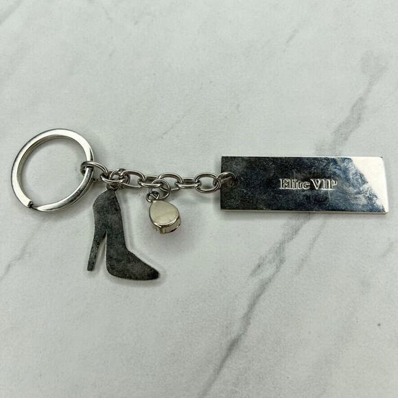 Just Fab Elite VIP Silver Tone Pink Rhinestone High Heel Shoe Keychain Keyring - Picture 5 of 7